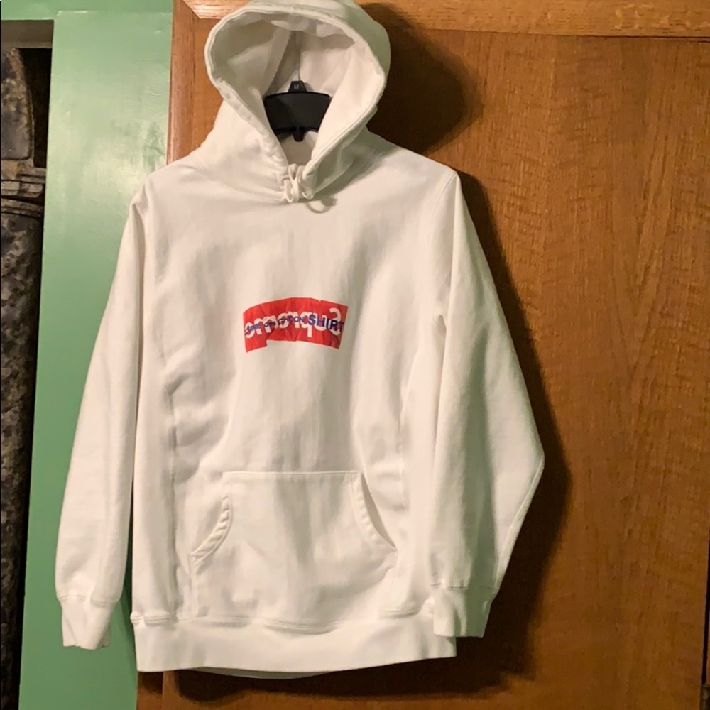 Mens white Supreme Comme des Garcon hoodie...XL
